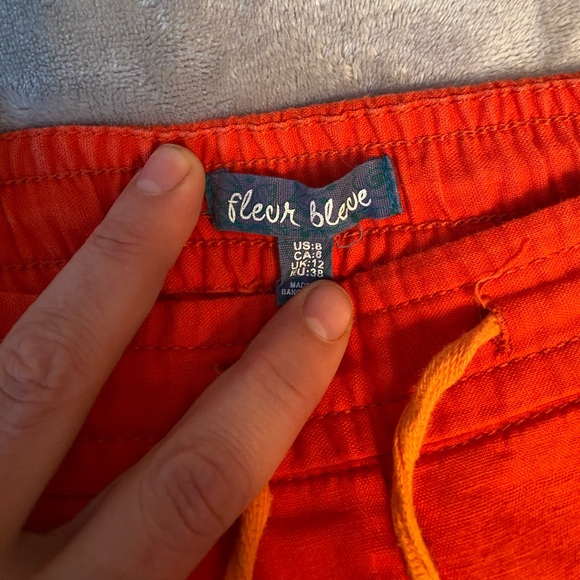 Fleur Blueue Red Linen Pants Size 8 - Picture 2 of 5
